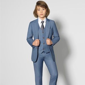 Boys Suit, chambray blue, slim fit, Size 7, Paisley of London